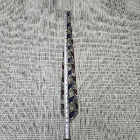 JB BRENT & Co Neck Tie All Silk Hand Crafted Vintage 90s Abstract Art to Wear - Picture 9 of 11